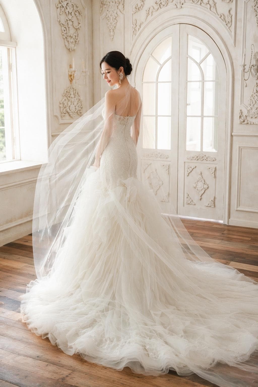 Cathedral Veil Bride — AI wedding portrait sample