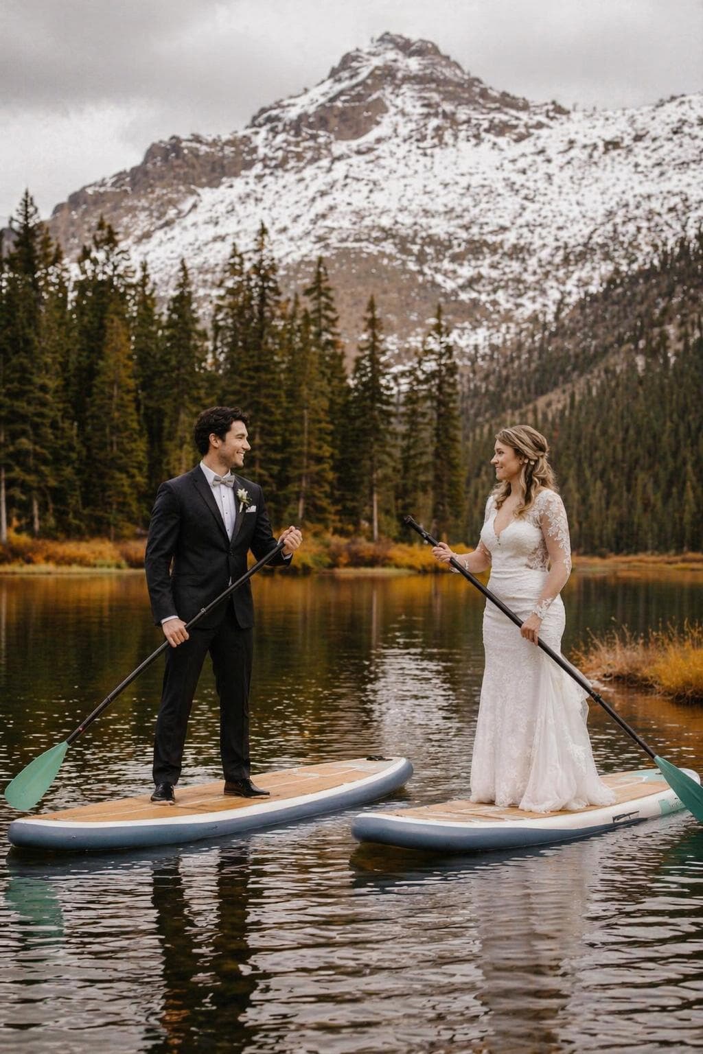 Mountain Lake Adventure — AI wedding portrait sample
