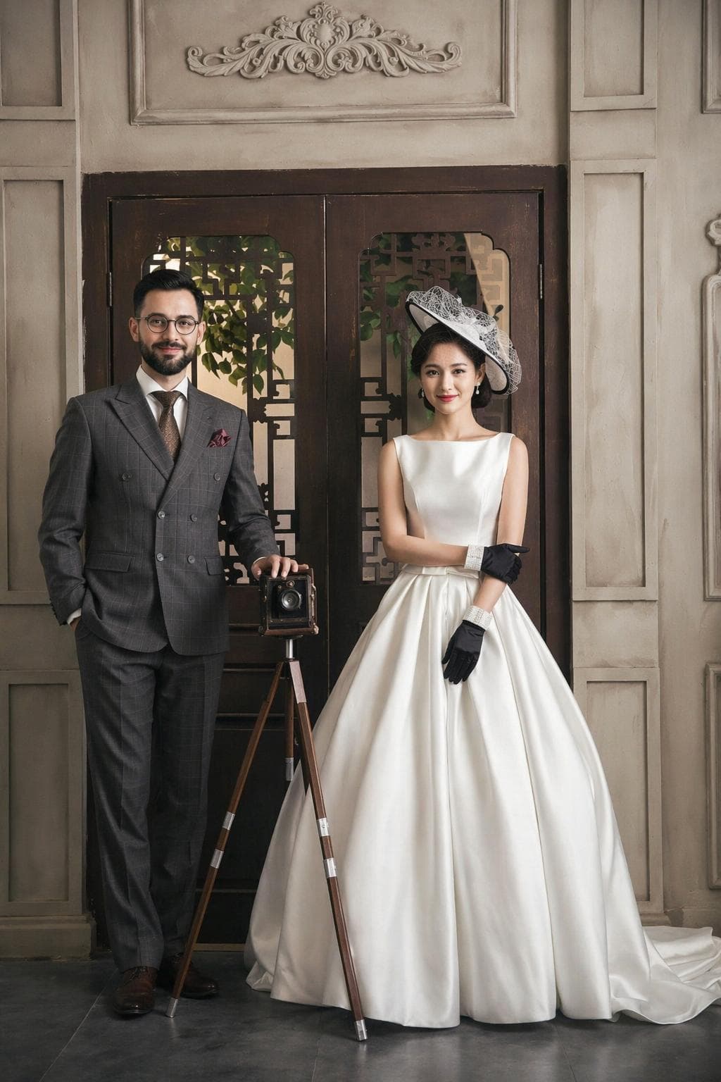 Retro Studio Portrait — AI wedding portrait sample