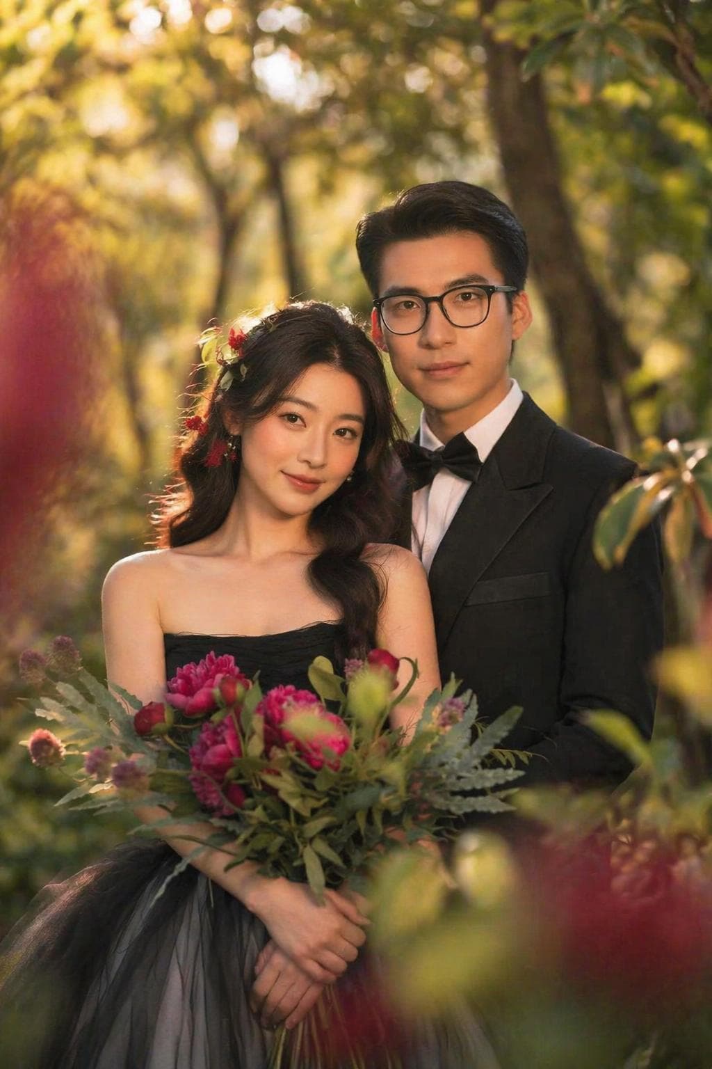 Romantic Garden Couple — AI wedding portrait sample