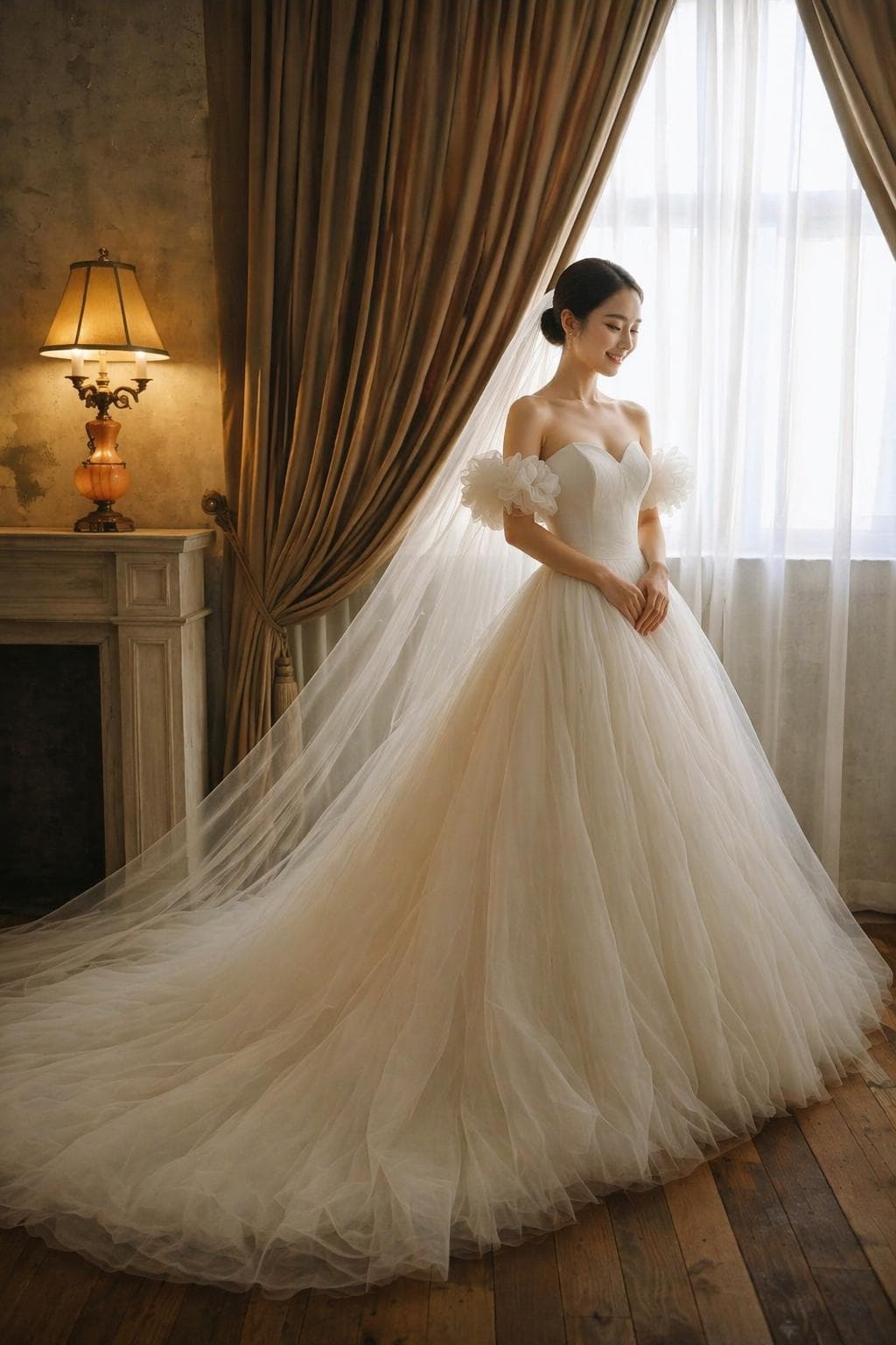 Windowlight Bride — AI wedding portrait sample